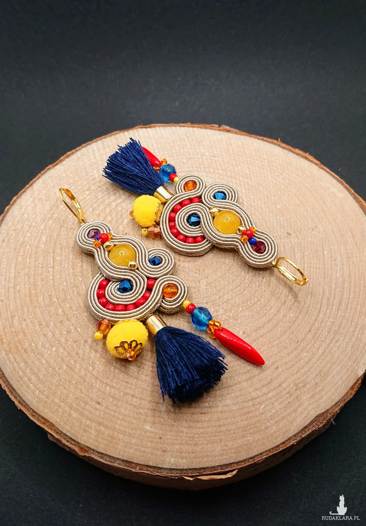 BEŻOWO-KOLOROWE KOLCZYKI SUTASZ W STYLU BOHO 13